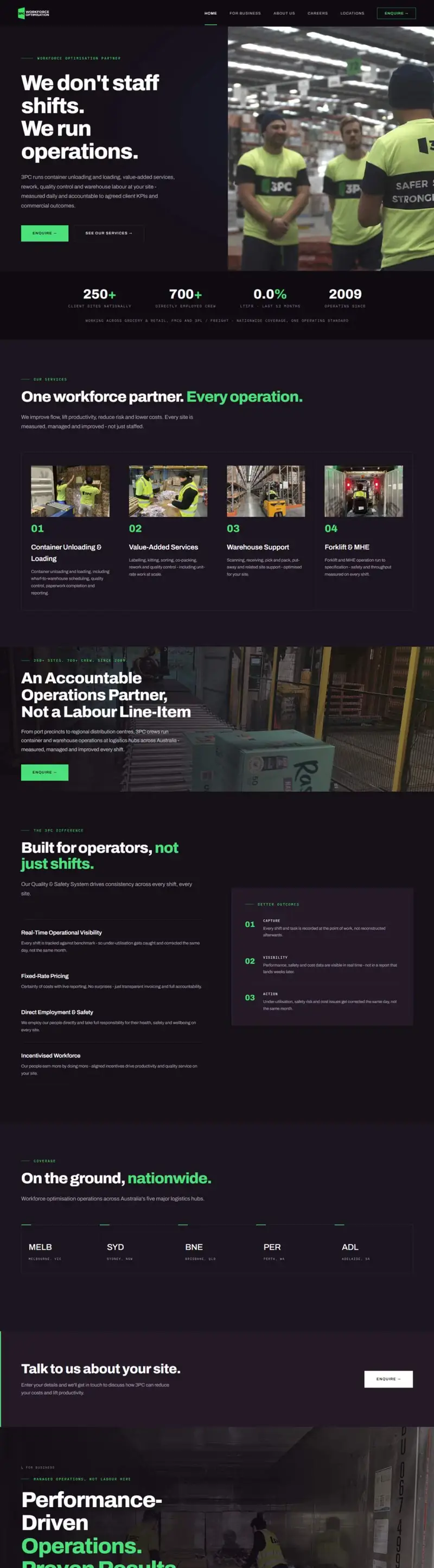 Screenshot of the 3PC website