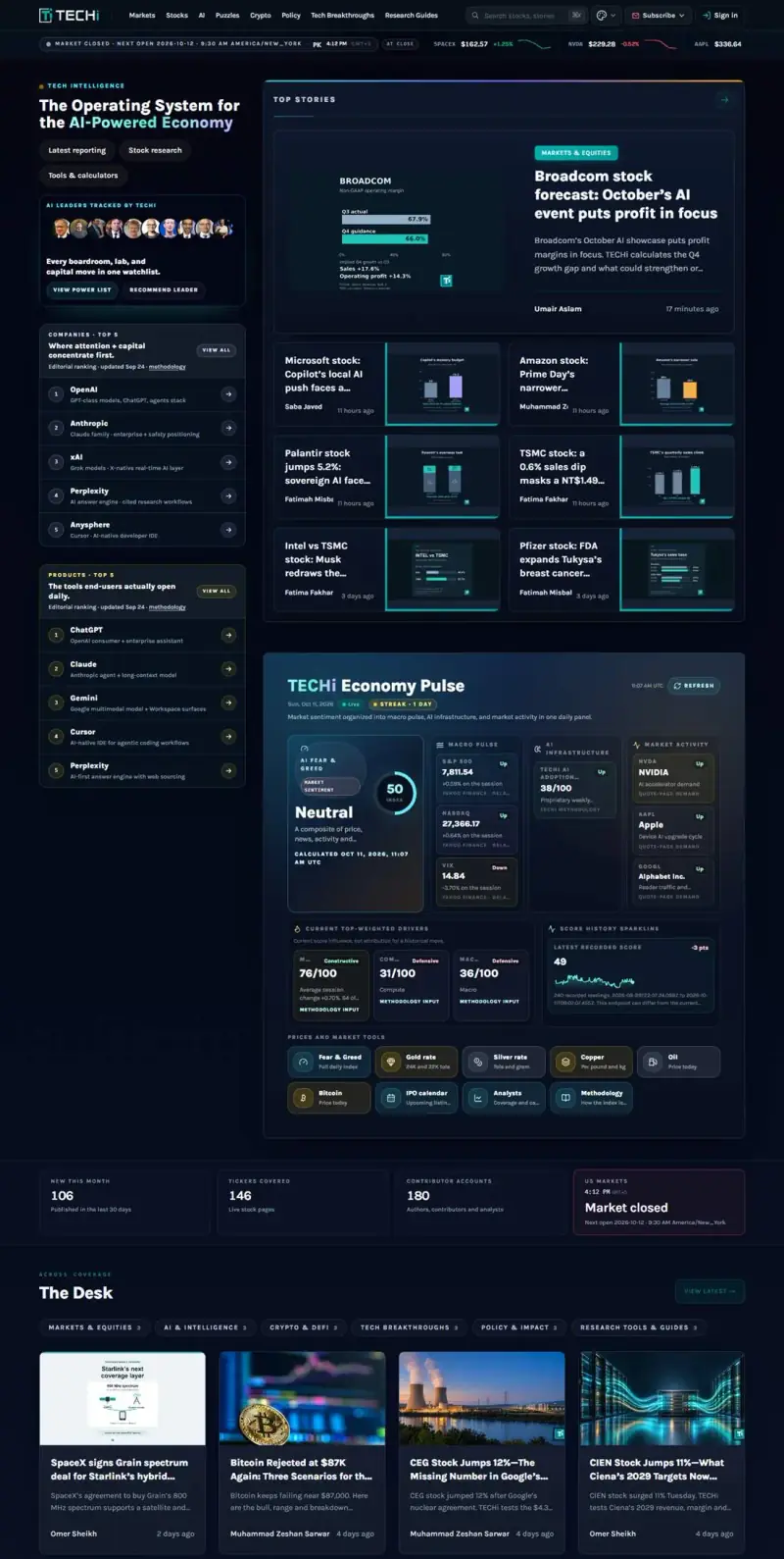 Screenshot of the TECHi website